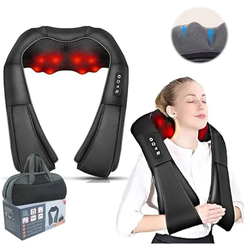 deternuity Theriva Neck Massager Theriva Relax Pro with HeatShiatsu Neck and Back Massager with Heat 3D Kneading Massage Pillow Neck Massager for Pain Relief Deep Tissue (Bluish Grey)
