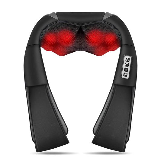 Diveotree Neck Back Massager Shiatsu Neck and Shoulder Massager with Heat 3D Deep Tissue Kneading Massager Electric Massager for Shoulder Back Leg Muscle Pain Relief Home & Office Use (Black)