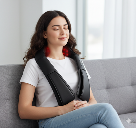 deternuity Theriva Neck Massager Theriva Relax Pro with HeatShiatsu Neck and Back Massager with Heat 3D Kneading Massage Pillow Neck Massager for Pain Relief Deep Tissue (Bluish Grey)